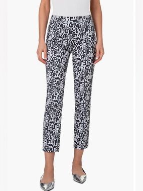 Akris punto Franca Mini Half Grid Circle Print Stretch Denim Crop Pants